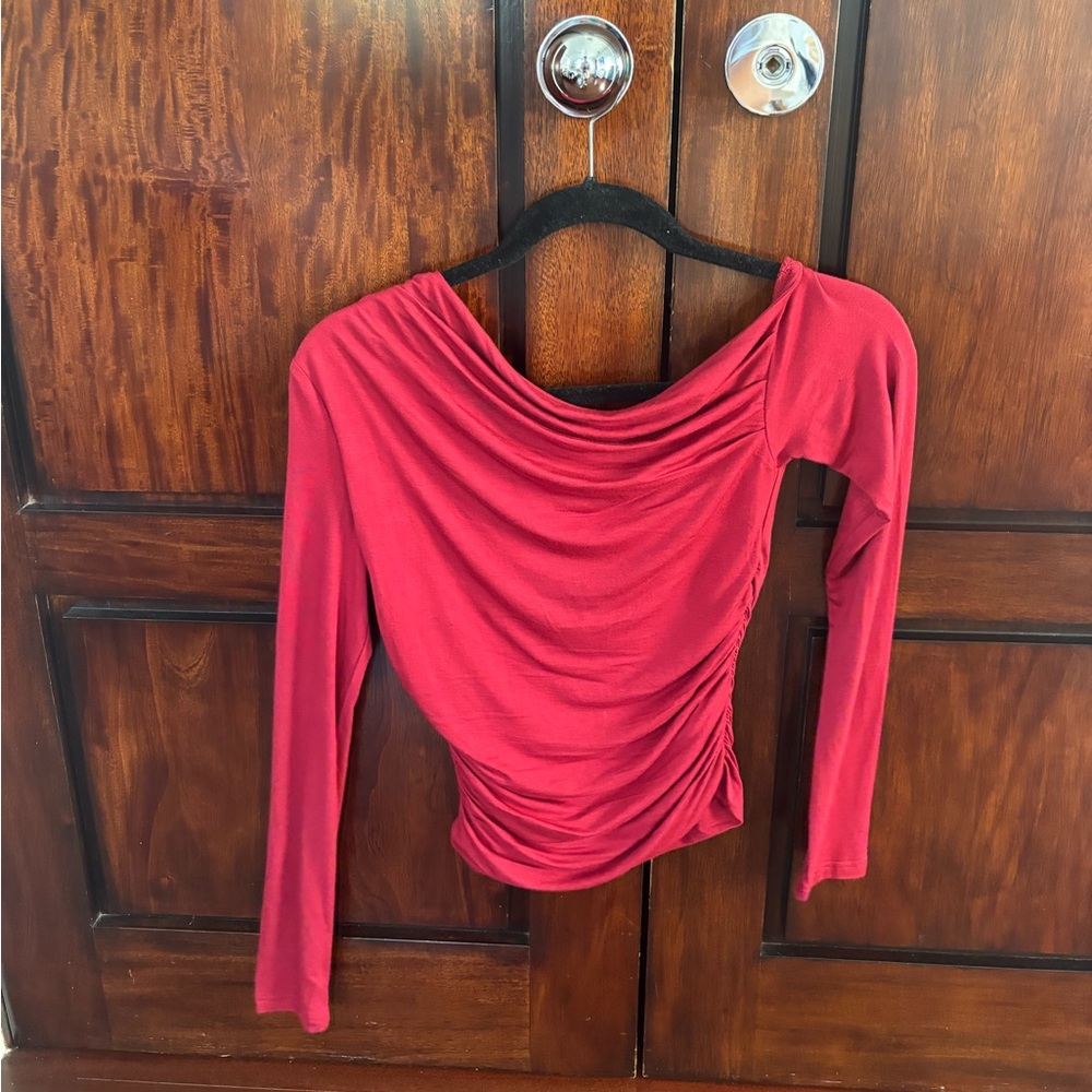 WHITEFOX WINE RED COWL NECK TOP